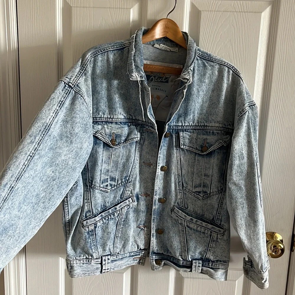 Vintage Anchor Blue Genuine Whitewashed Denim Jacket Size Medium - Picture 1 of 7